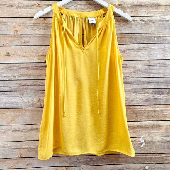 CAbi Tops - CAbi Tank Blouse Women’s Size Small Yellow Gold Keyhole Sunshine Cami 5725